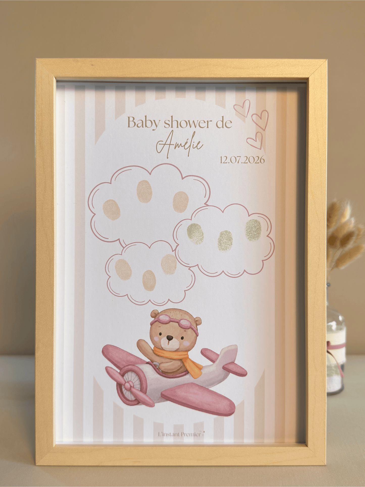 Tableau à empreintes - Mon petit avion ! (Rose)