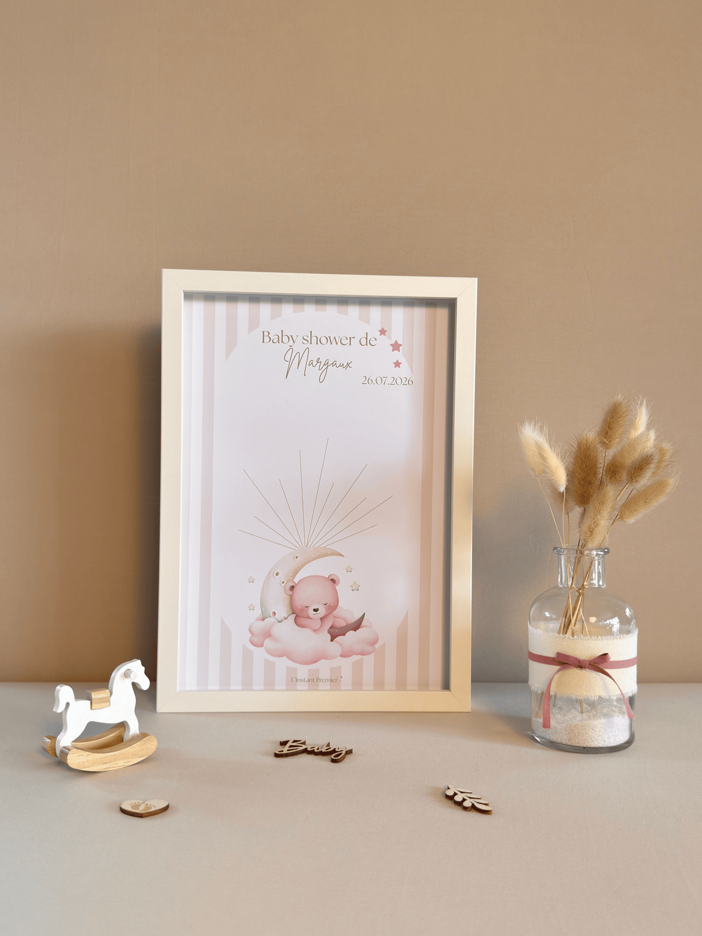 Tableau à empreintes - Sur mon nuage ! (Rose)