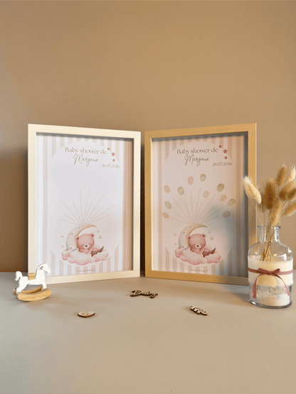 Tableau à empreintes - Sur mon nuage ! (Rose)