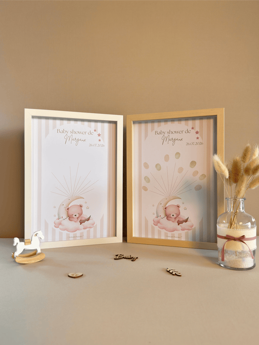 Tableau à empreintes - Sur mon nuage ! (Rose)