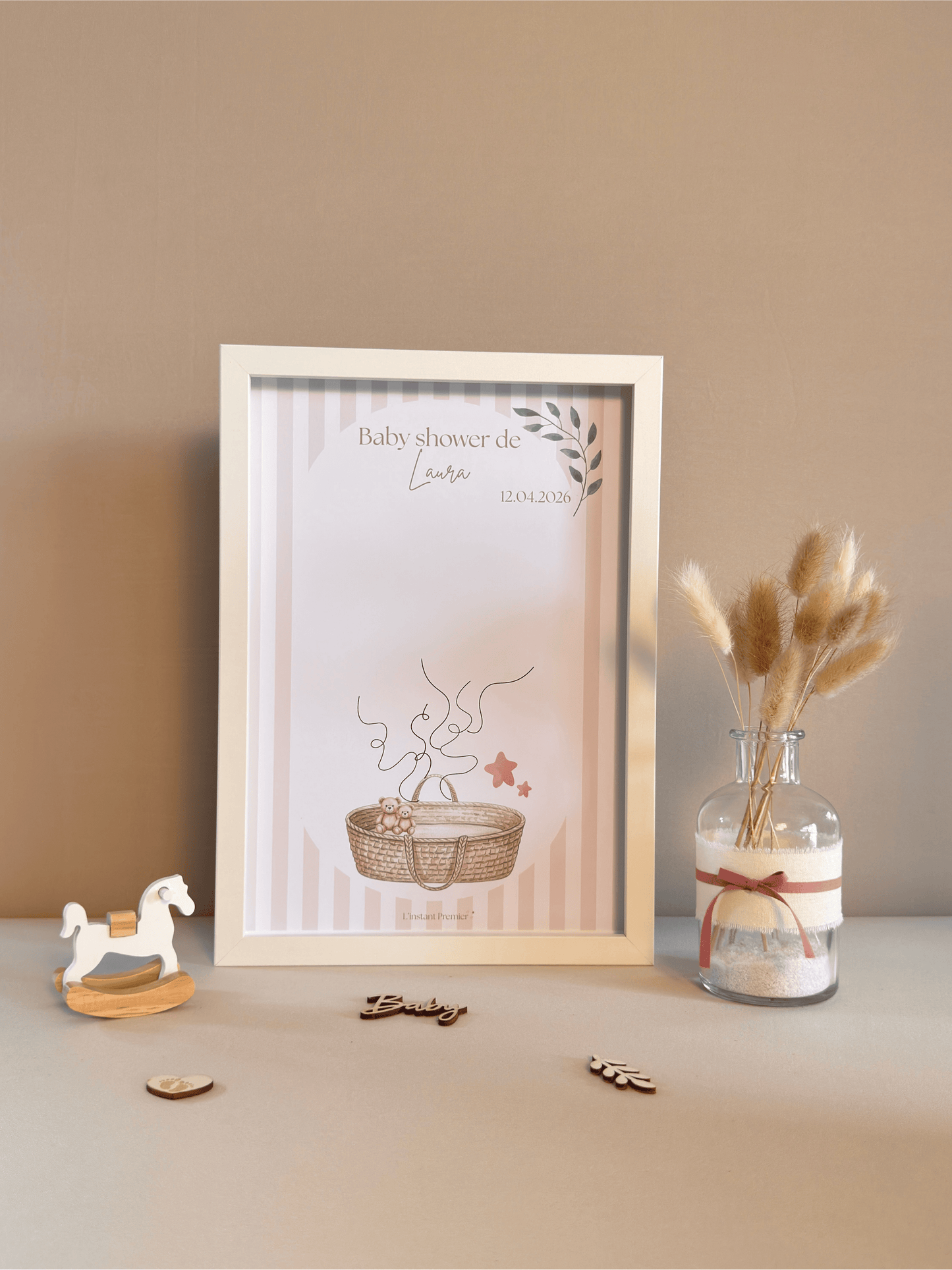 Tableau à empreintes - Mon joli panier ! (Rose)