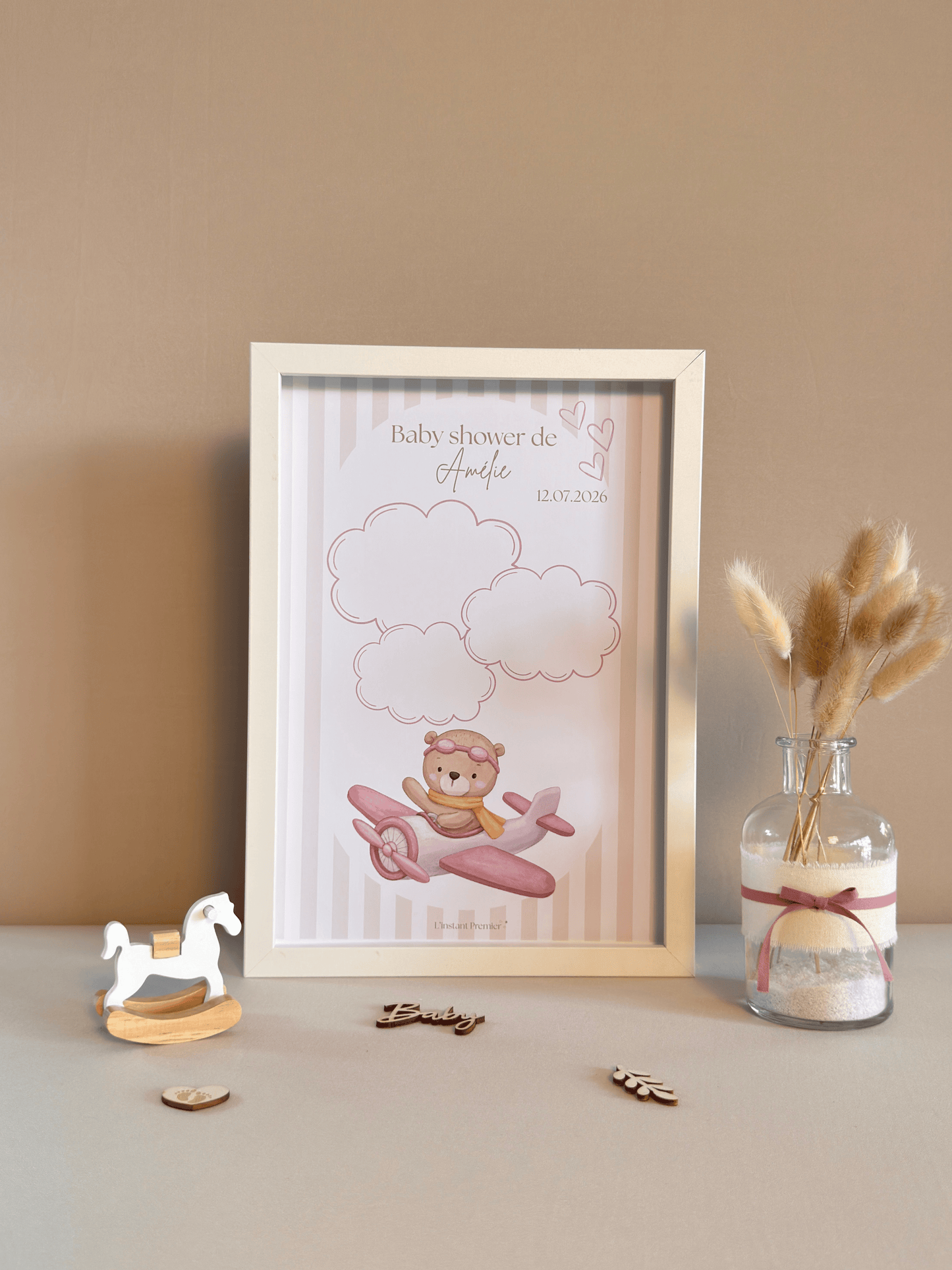 Tableau à empreintes - Mon petit avion ! (Rose)