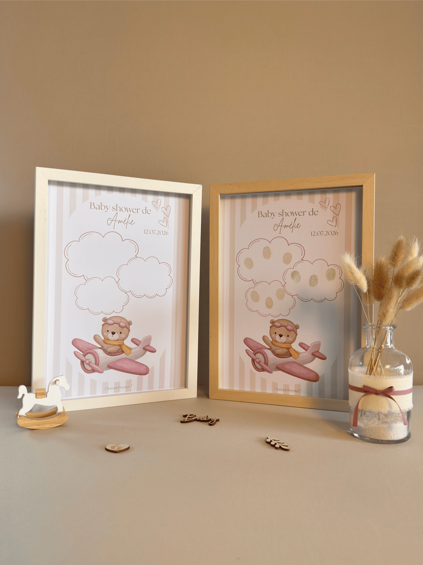 Tableau à empreintes - Mon petit avion ! (Rose)