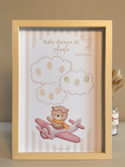 Tableau à empreintes - Mon petit avion ! (Rose)