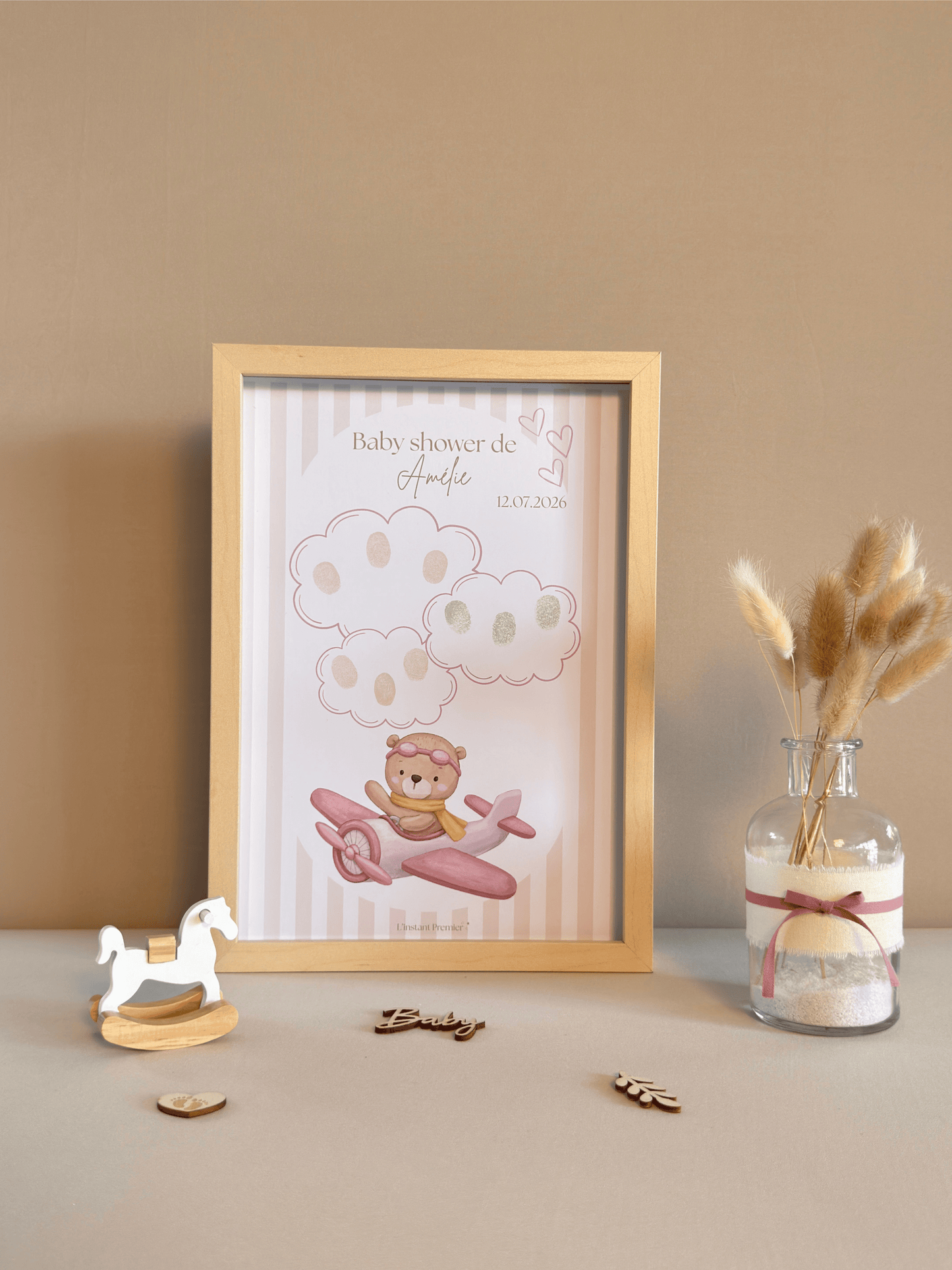 Tableau à empreintes - Mon petit avion ! (Rose)