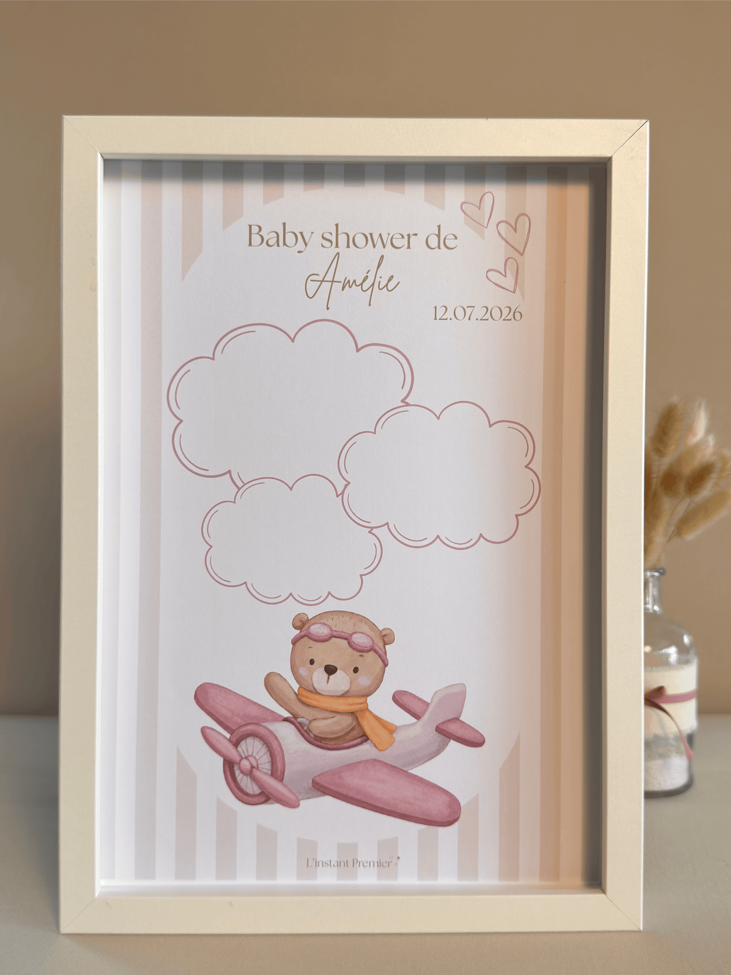 Tableau à empreintes - Mon petit avion ! (Rose)