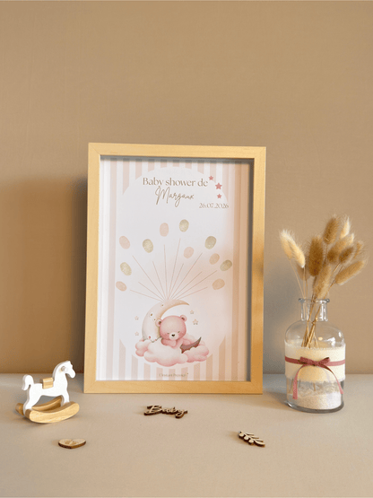 Tableau à empreintes - Sur mon nuage ! (Rose)