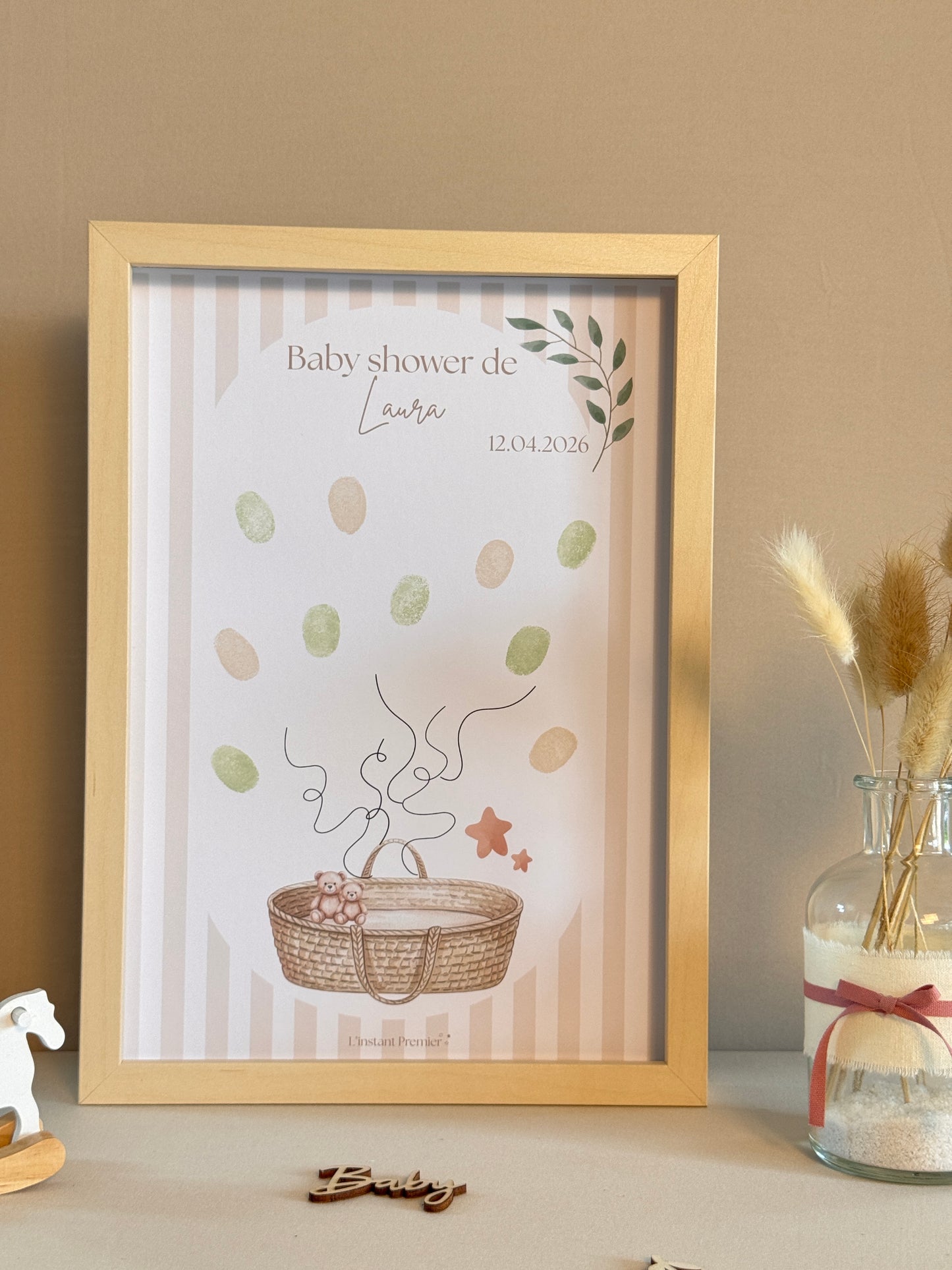 Tableau à empreintes - Mon joli panier ! (Rose)