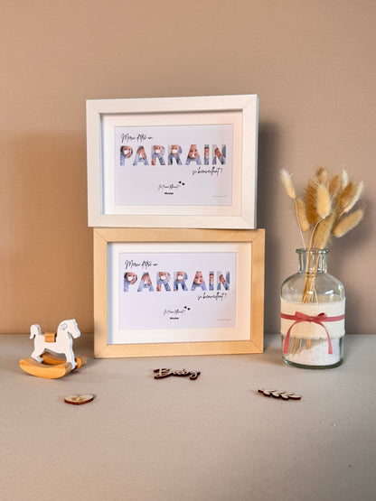 Merci parrain - Bleu & écriture noire