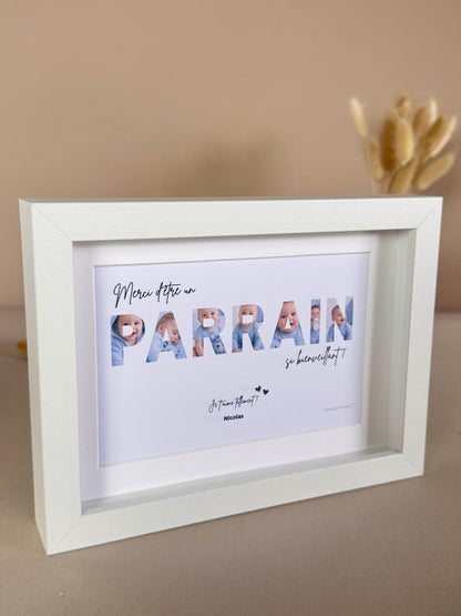 Merci parrain - Bleu & écriture noire