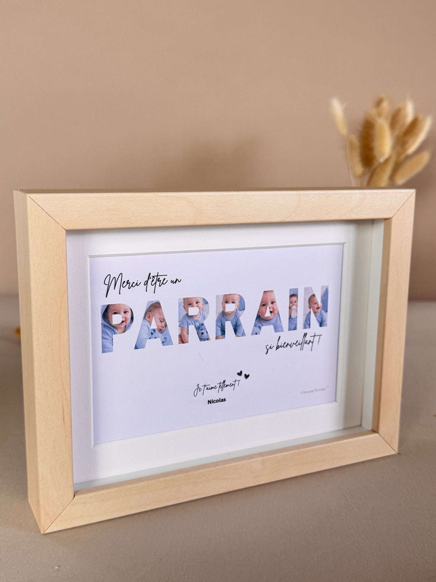 Merci parrain - Bleu & écriture noire