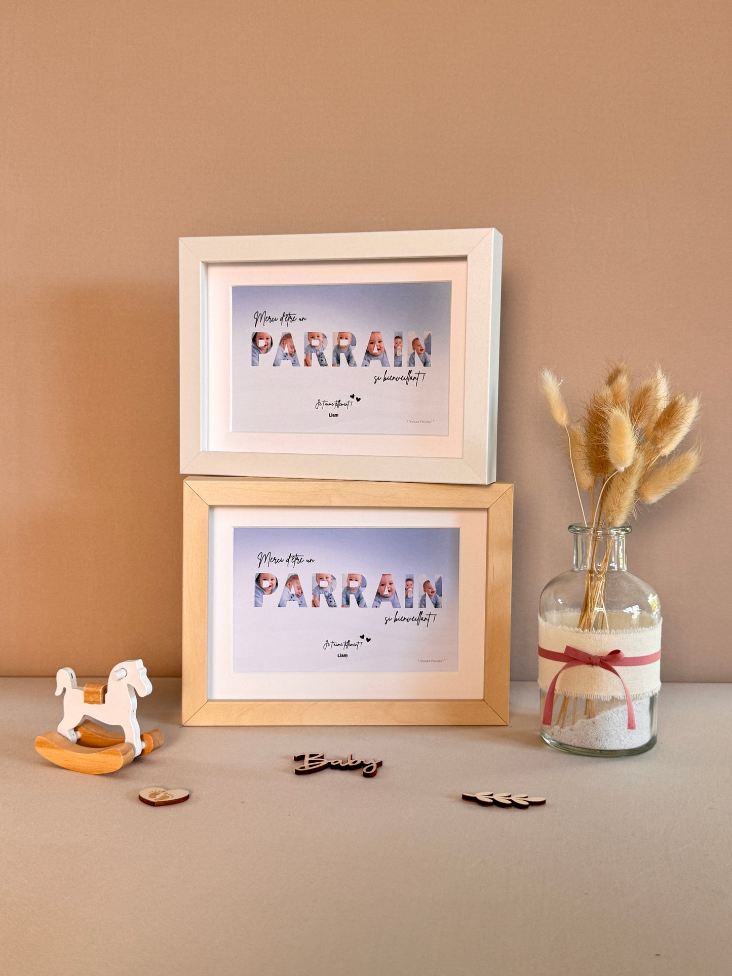 Merci parrain - Dégradé bleu & écriture noire