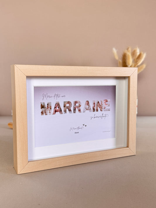 Merci Marraine - Dégradé beige et écriture brune