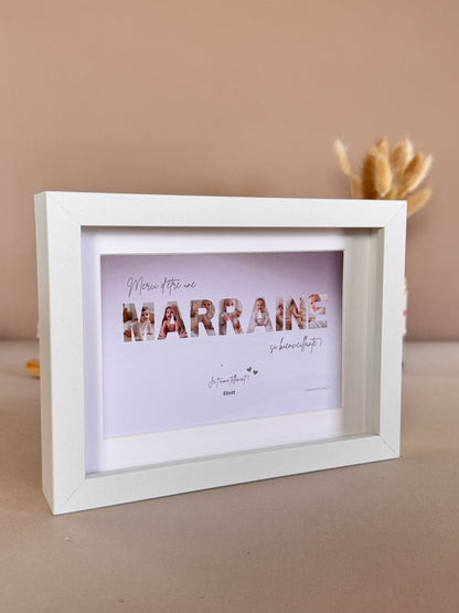 Merci Marraine - Dégradé beige et écriture brune