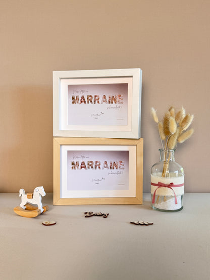 Merci Marraine - Dégradé beige et écriture brune