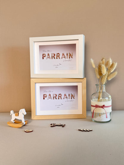 Merci parrain - Dégradé beige & écriture brune