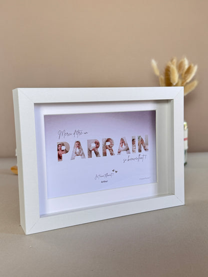 Merci parrain - Dégradé beige & écriture brune