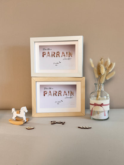 Merci parrain - Dégradé beige & écriture noire
