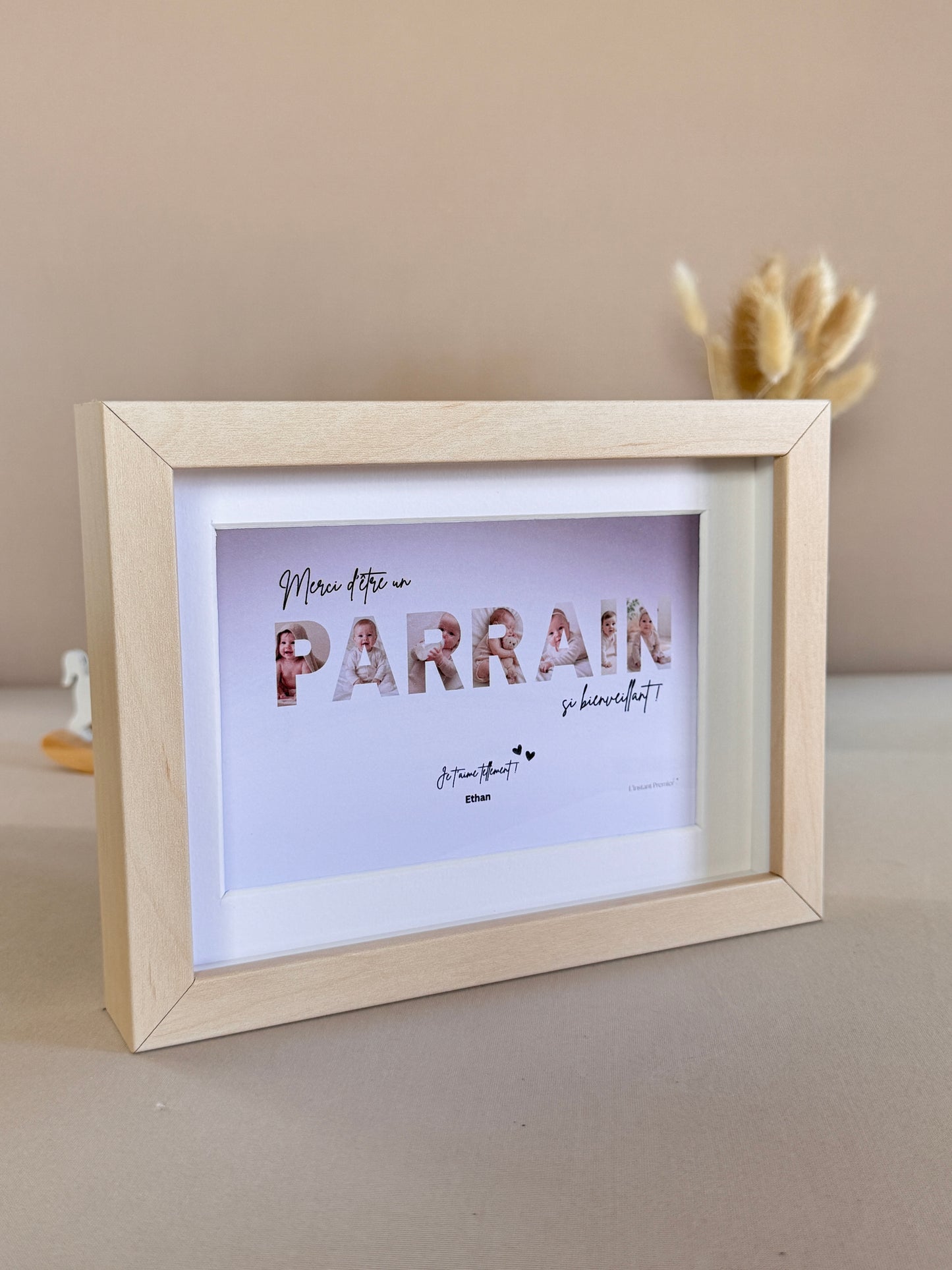 Merci parrain - Dégradé beige & écriture noire