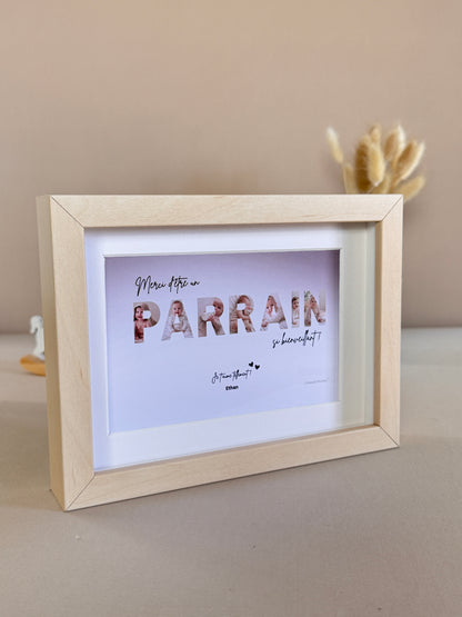 Merci parrain - Dégradé beige & écriture noire