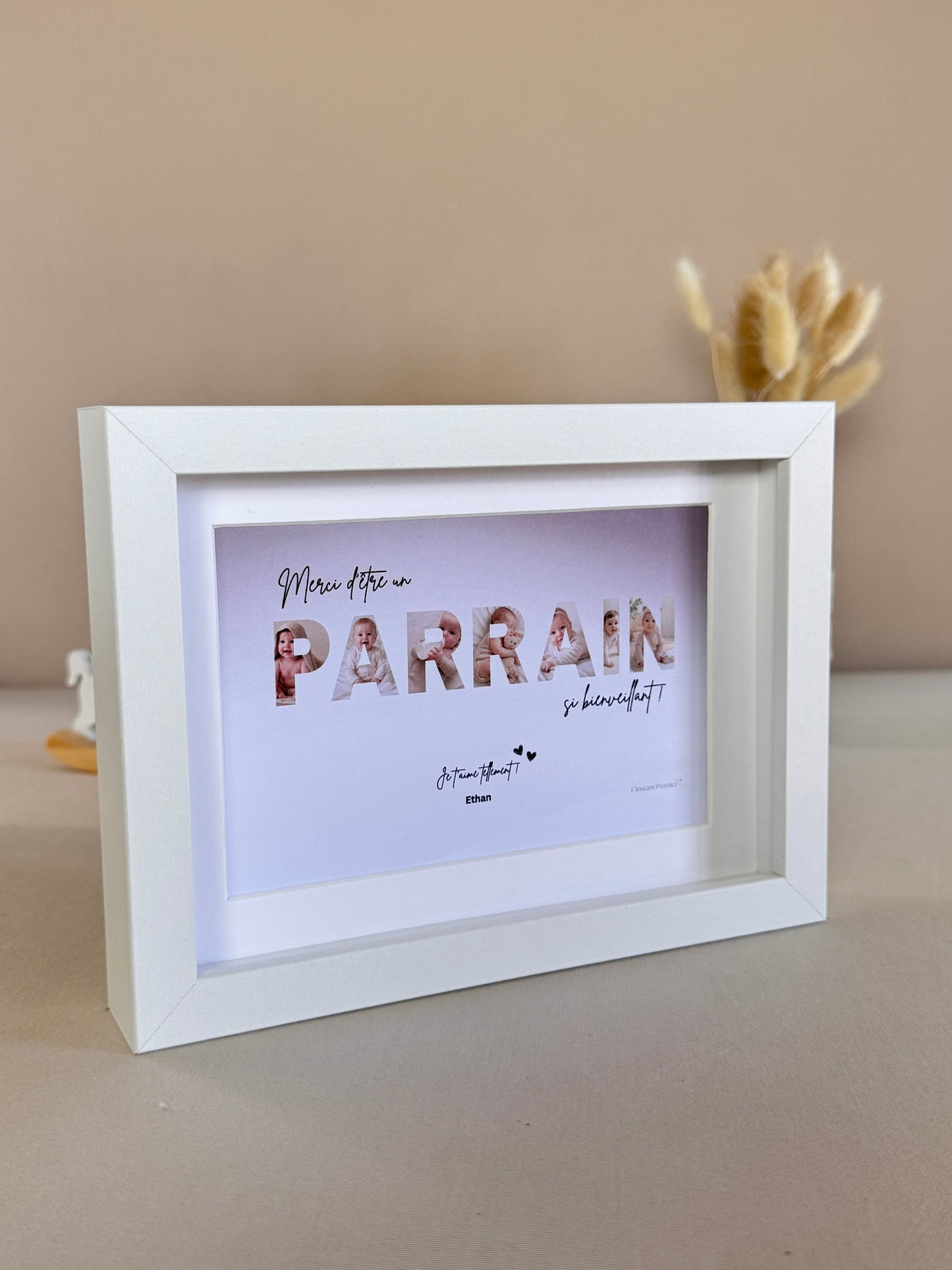 Merci parrain - Dégradé beige & écriture noire