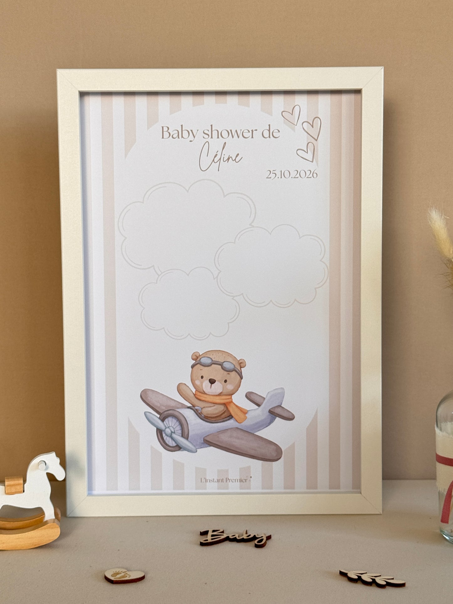 Tableau à empreintes - Mon petit avion ! (Beige)
