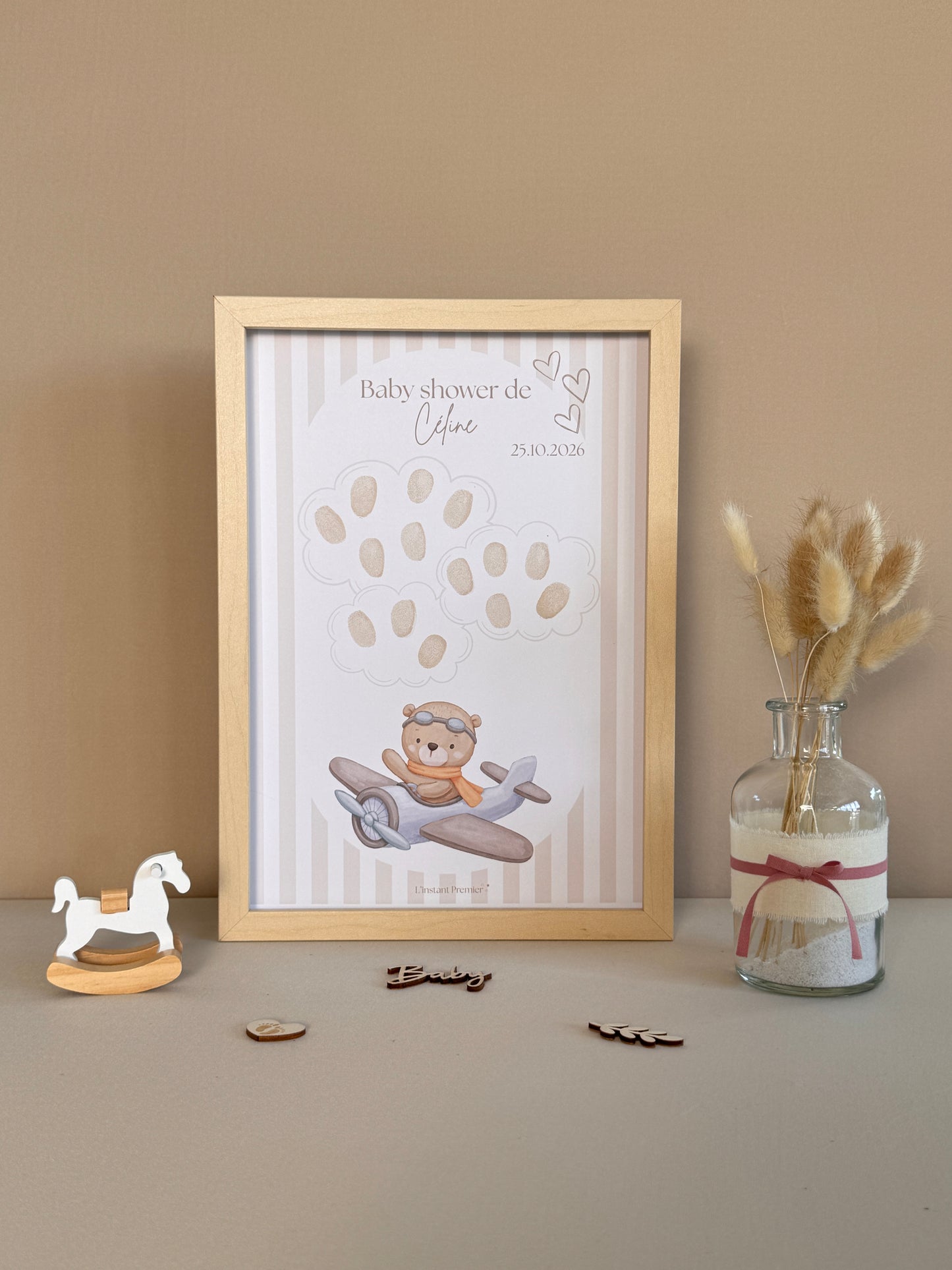 Tableau à empreintes - Mon petit avion ! (Beige)