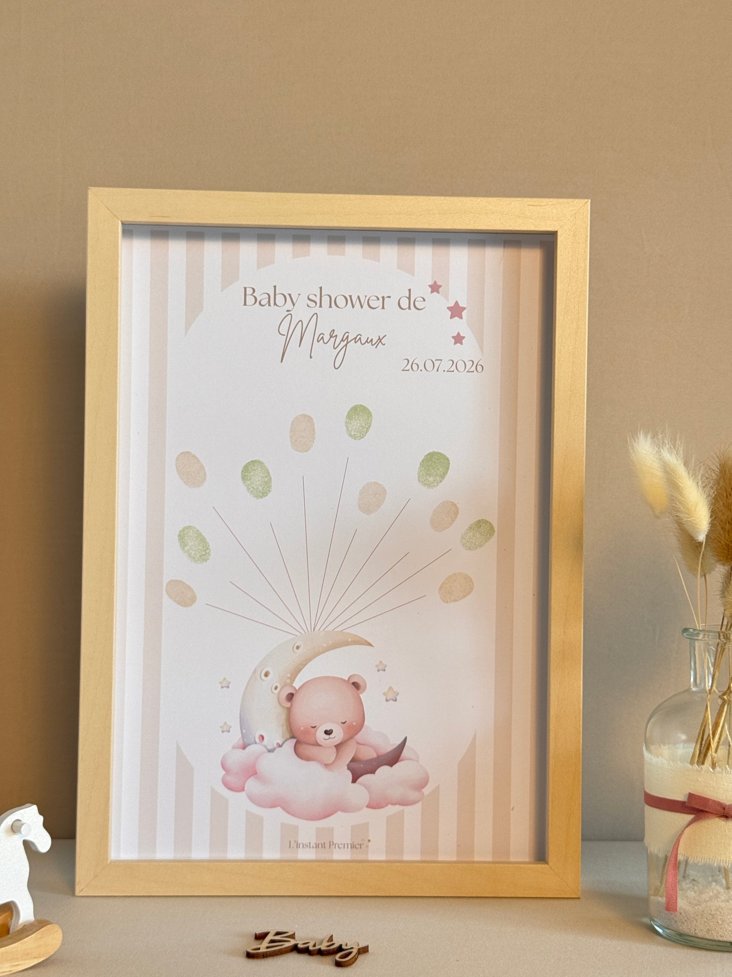 Tableau à empreintes - Sur mon nuage ! (Rose)