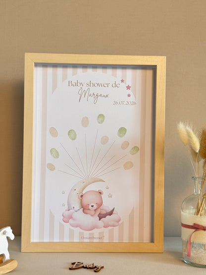 Tableau à empreintes - Sur mon nuage ! (Rose)