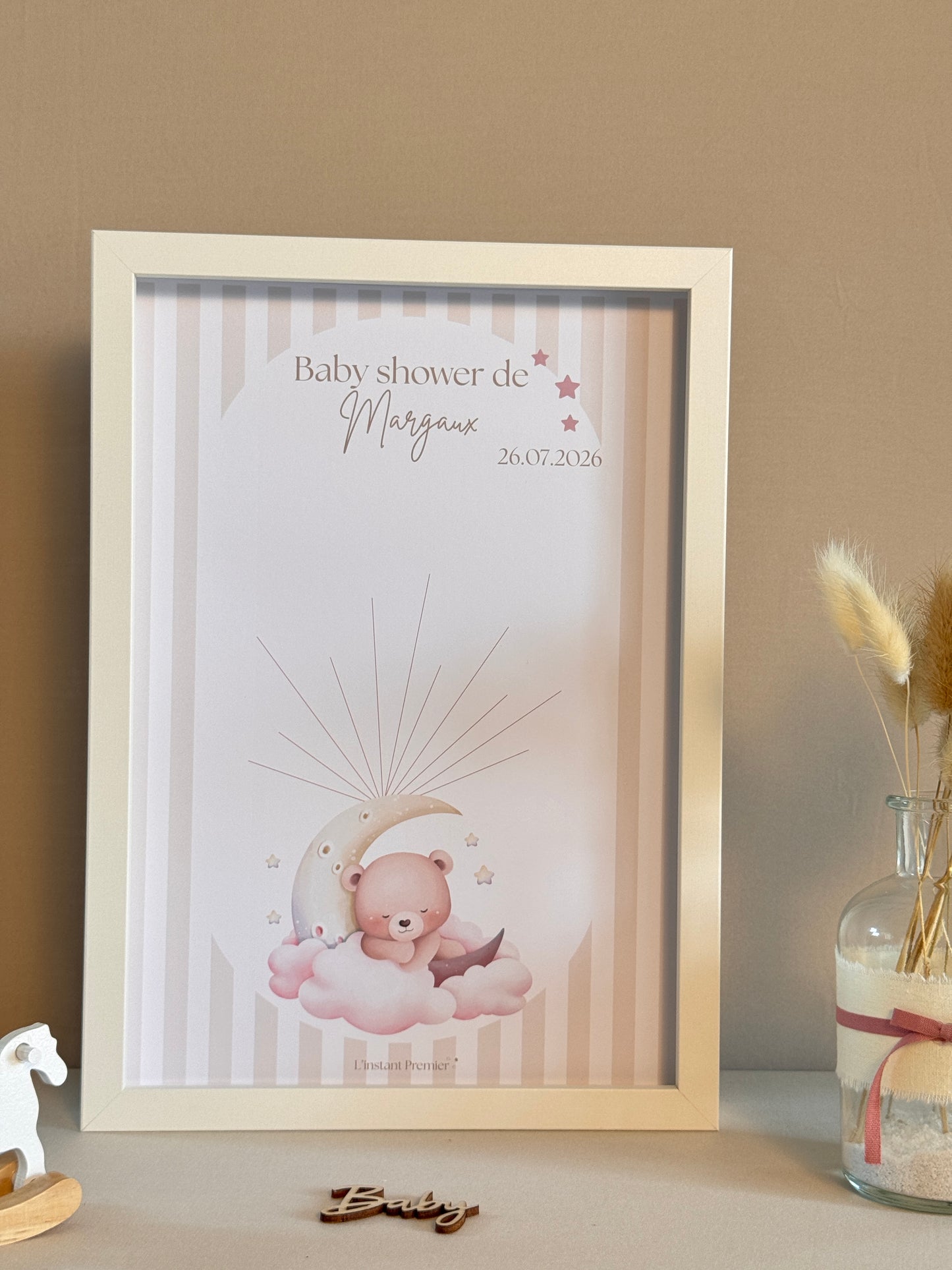 Tableau à empreintes - Sur mon nuage ! (Rose)