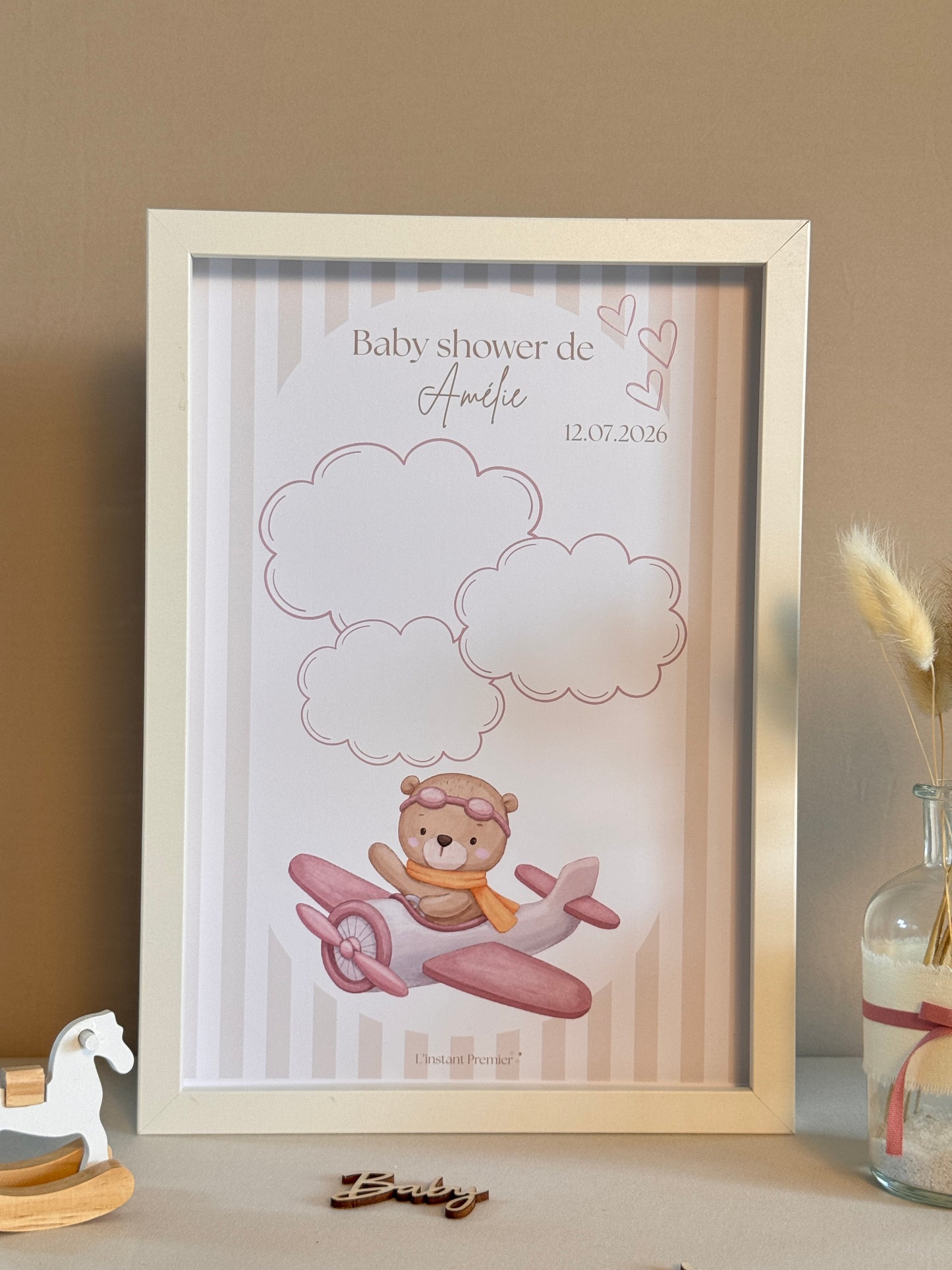 Tableau à empreintes - Mon petit avion ! (Rose)