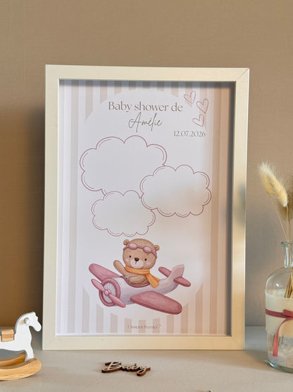 Tableau à empreintes - Mon petit avion ! (Rose)